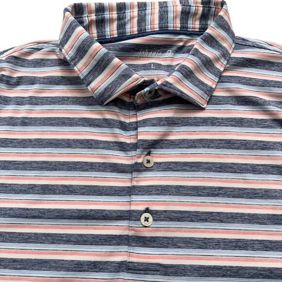 Johnnie-O Polo Shirt Mens Size L Short Sleeve Performance Golf Gray Striped - Picture 3 of 6